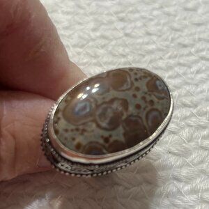 Impressive ASTEROID JASPER Handmade Sterling 925 Ring Size 7.5 #426D